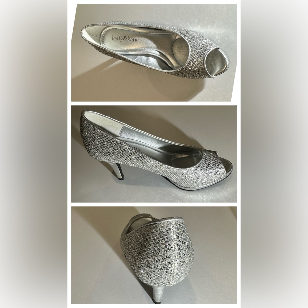 Kelly And Katie Heels Womens 6 Coderno Casual Slip On Stiletto Pumps Silver Glam